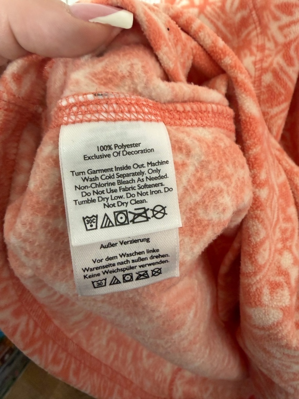 Eddie Bauer Coral and White Fleece Pullover - Picture 5 of 7